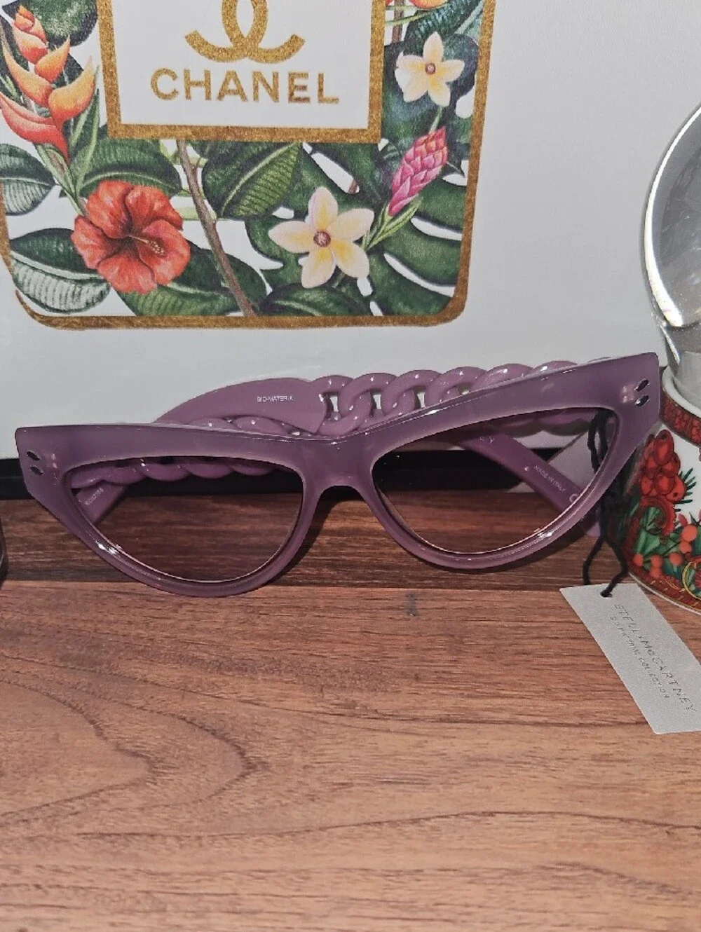 Stella McCartney Lilac Cat-Eye Sunglasses with Sculpted Temples